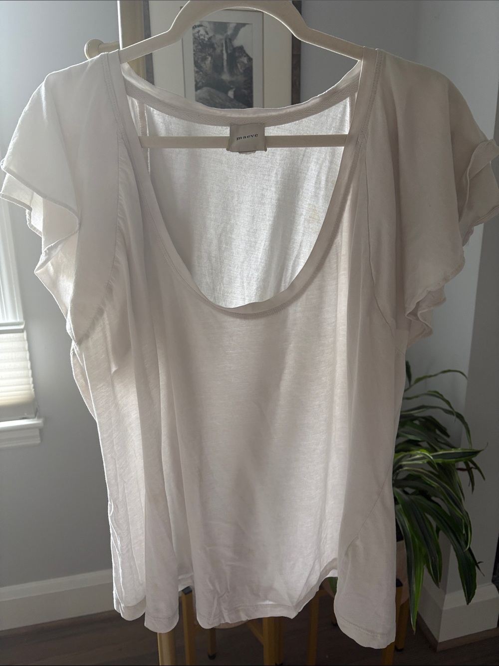 Maeve Cream Flutter Sleeve Scoop Neck Camisole